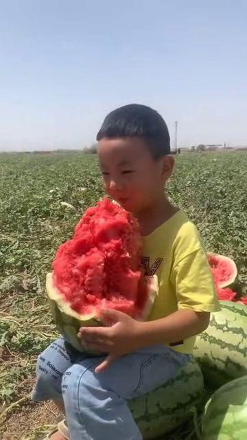 农村版儿童吃瓜,农村版儿童快乐吃瓜时光